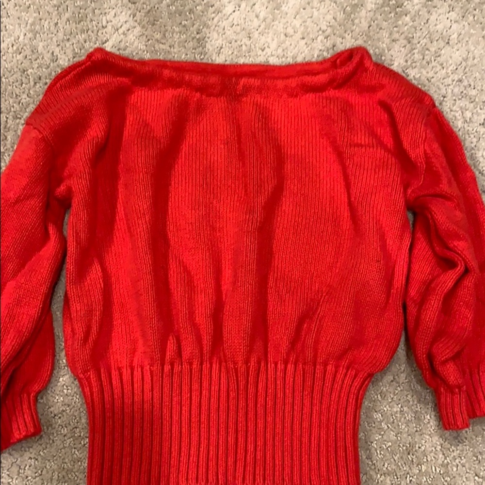 a red sweater